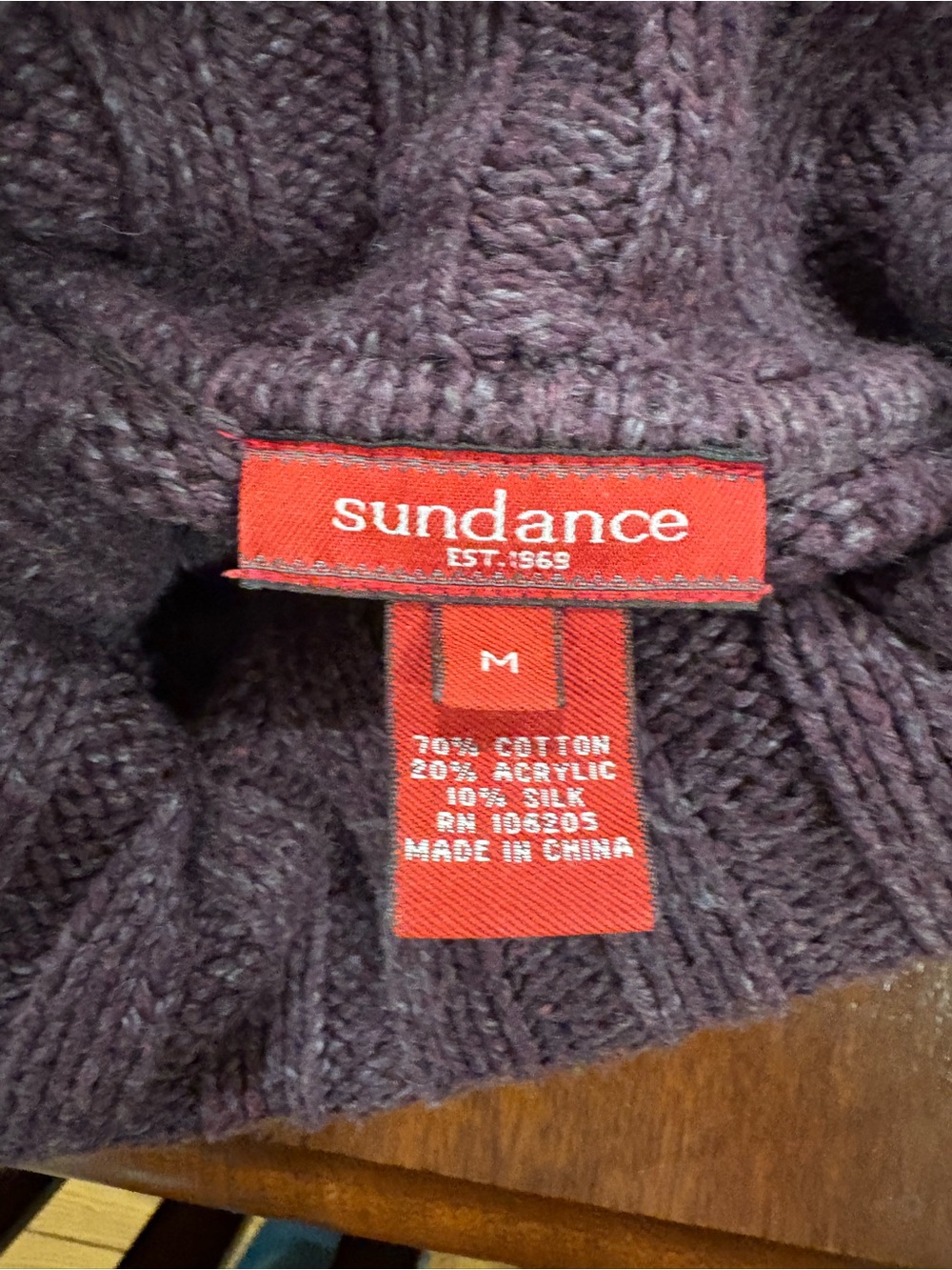 Women’s Sundance Plum Cable-Knit Turtleneck Sweater - Picture 2 of 4